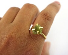 Natural Peridot 18k Gold Plated Brass Adjustable Birthstone Ring