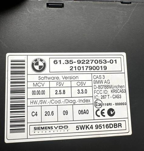 BMW E88 E60 E90 MINI Cooper R55 R56 R60 CAS3 EWS Control Unit CAS Module 9227053 - Picture 6 of 24