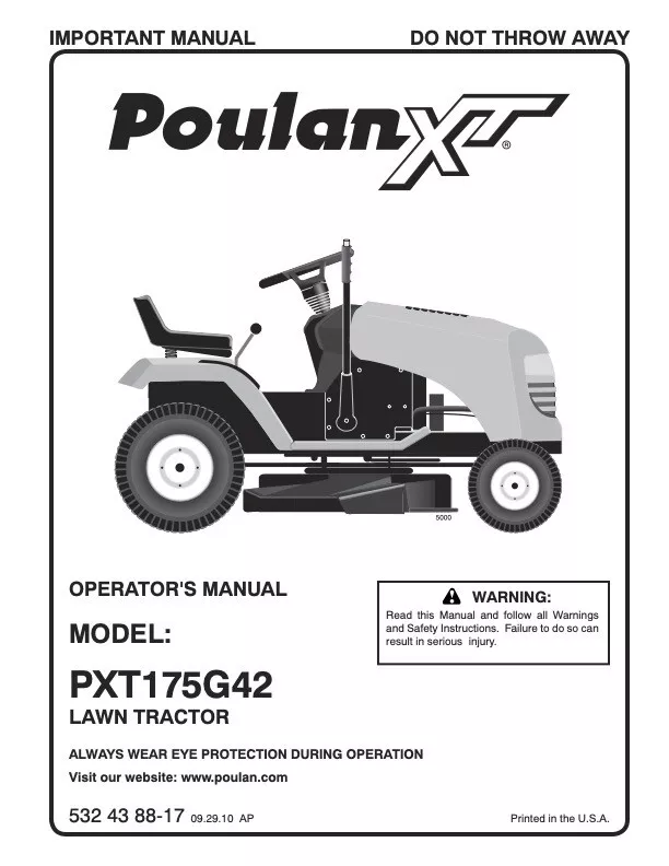 Poulan pro sales lawn mower manual