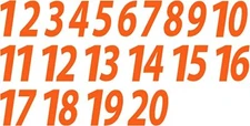 1-20 Numbers Orange Sticker Vinyl Decals CHOOSE  1" - 8"  (V591)