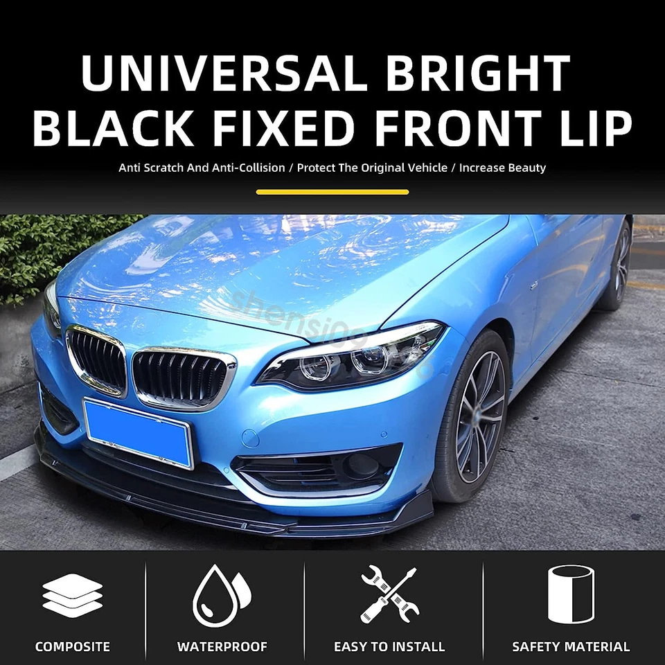 Gloss Black Front Splitter Bumper Lip Spoiler For Volvo XC70 T5 w/ Strut Rods Foto 3 de 4