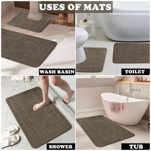 MEMORY LOOP BATH MAT SET PEDESTAL NON SLIP SUPER SOFT TOILET BATHROOM RUG 2PC - Picture 240 of 341