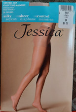 Vintage Pantyhose Jessica Silky Control Top Color Linen Size D BFRIP2