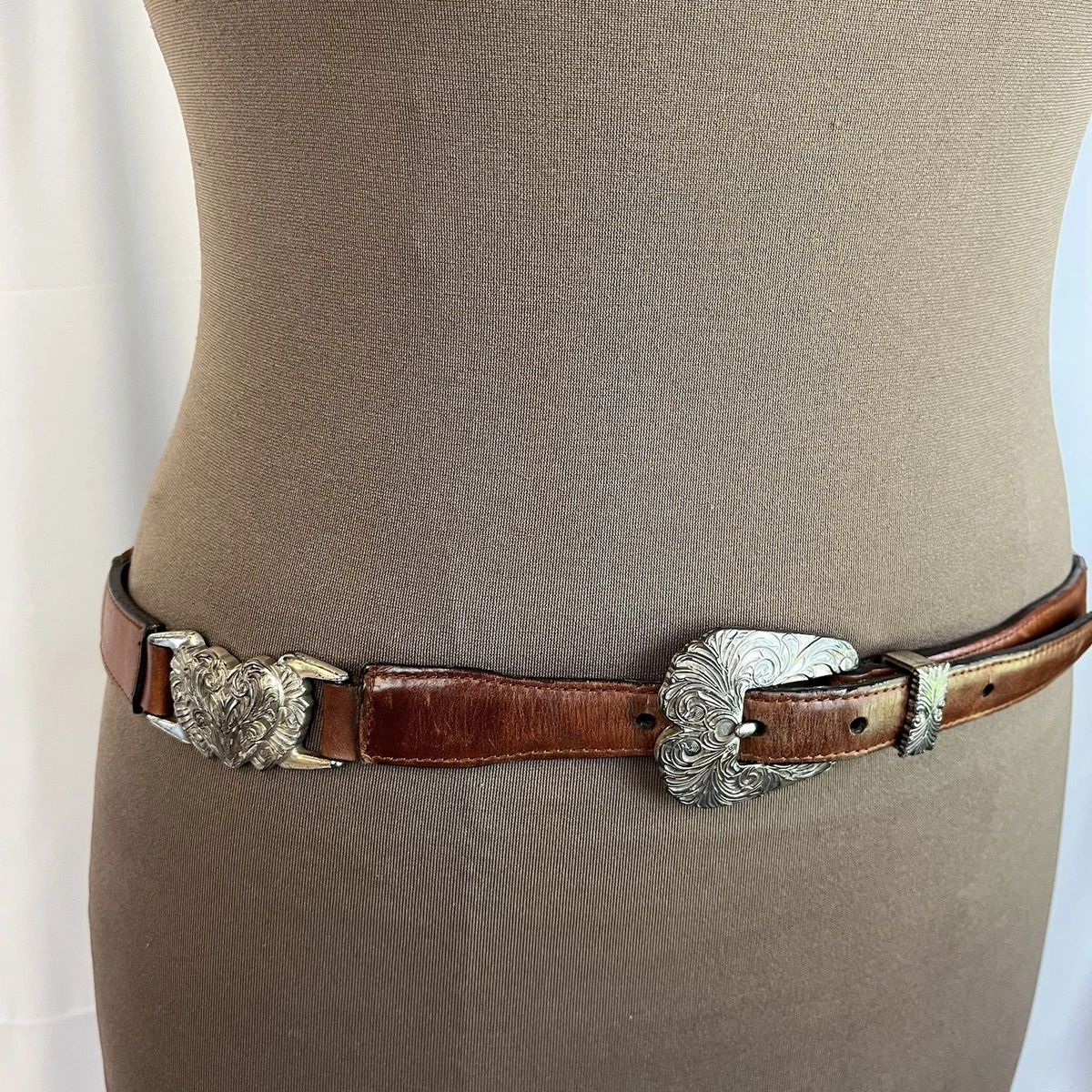Vintage 90s Brighton Brown Belt Womens Silver Rectangular Concho Buckle Y2K SM 1993 Brighton Belt - Etsy main image 2