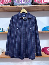 Vintage 90s Wrangler Blue Plaid Long Sleeve Pearl Snap Button Up Shirt Mens L
