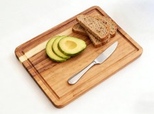 Small Acacia Wood Cutting Board with Juice Groove 10" x 7" , Wooden Cutting