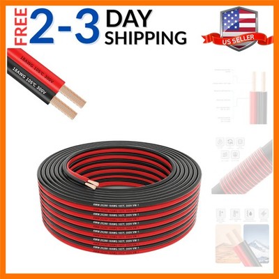 18 Gauge 2 Conductor Flexible Parallel Electrical Wire 10ft Red Black Low Vol...