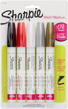 Sharpie Oil-Based Paint Markers, Medium Point, Assorted Metallic Colors, 5 Cou