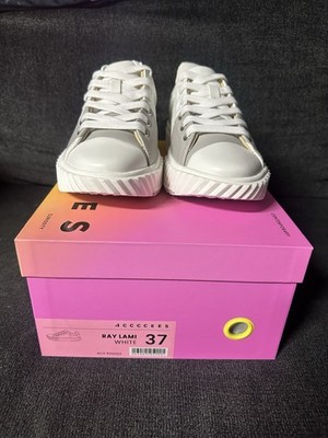 4CCCCEES Ray Lami White Silver Women's Sneakers Metallic Heel Comfort