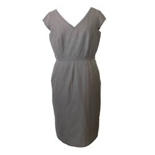 Calvin Klein Heathered Gray Cap Sleeve Knee Length Sheath Dress with Pockets