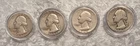 🔥 1940-64 Washington Quarter 90% Silver Circulated $1 Face Value 4 Quarters🔥