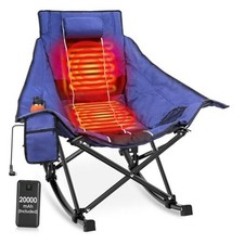 Heated Rocking Camping Chair, Oversized Heated Camping Blue With 20,000 Mah