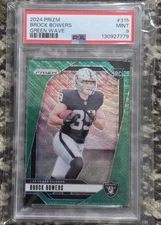 2024 Panini Prizm Brock Bowers #315 Green Wave PSA 9