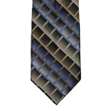 JOSEPH & FEISS Silk Tie Blue Brown Geometric ...