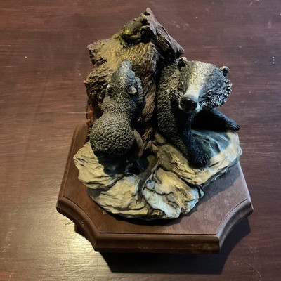 Vintage Bossons Steinit ''First Friends'' Dachse Skulptur Ornament OVP