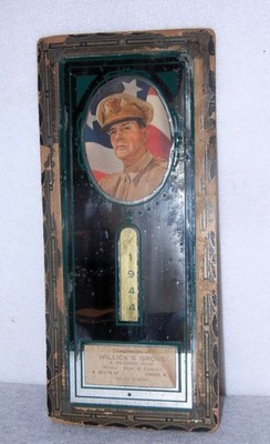 Patriotic 1944 Advertising Mirror, Featuring General MacArthur , 10'' x 4 1/2''
