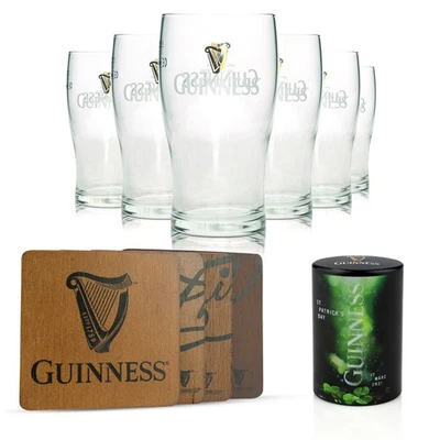 Guinness Bier Bar Bundle Set aus Biergläsern Untersetzer und Flaschenöffner