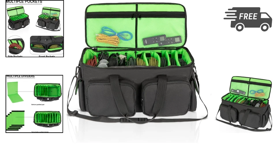 Cable Bag Organizer Storage Pouch Portable Travel Equipment Green - Image 2 of 4