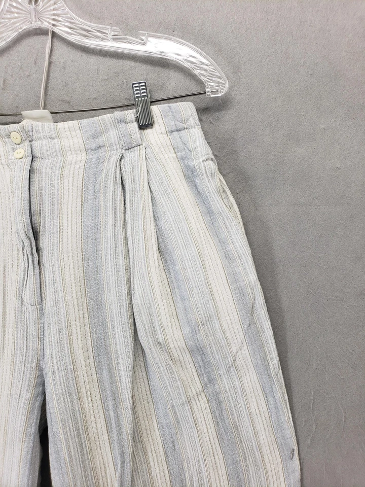 Pantalones Rafaella Mujer 14 Rayas Lino Tiro Alto Ligeros Verano Informales Foto 3 de 4