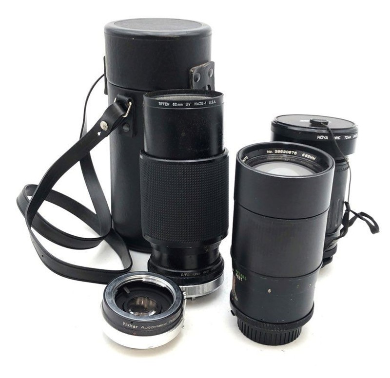 Vintage Vivitar Lens Lot 4 Piece 200mm Prime 75-205mm 28-210mm Zoom Canon FD MD