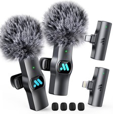 2pcs Dual Receivers Mini Microphone for iPhone Lightning  Type-c