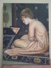 Hand Painted On Canvas Portrait Lady Girl Noble Italian 30x40 CM With Frame