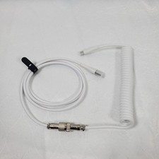 GUNMJO Pro White Sleeved Coiled Aviator Cable USB-A to USB-C Mechanical Keyboard
