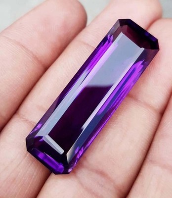 Brazilian Purple Amethyst Emerald Cut 96.84 Ct Certified Natural Loose Gemstone