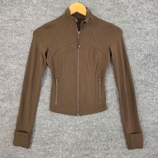 Lululemon Jacket Womens 2 Define Cropped Nulu in Brown Full Zip Yoga Pilates