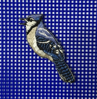 Vintage BLUEJAY Blue Bird Jay Wildlife Nature Birder Embroidered Iron-On Patch