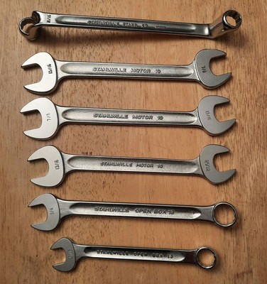 6 different vintage Stahlwille SAE Wrenches, Stabil Box, Open End, 5/8 to 15/16''