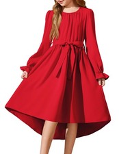 True Red Girls Long Sleeve High-Low Swing Dress 9-10Y – Holiday/Party Dress
