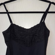 Vintage Sz S Y 2k Lace Trim Black Camisole Whimsigoth Dark Romantic