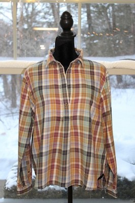llbean flannel plaid tunic top medium