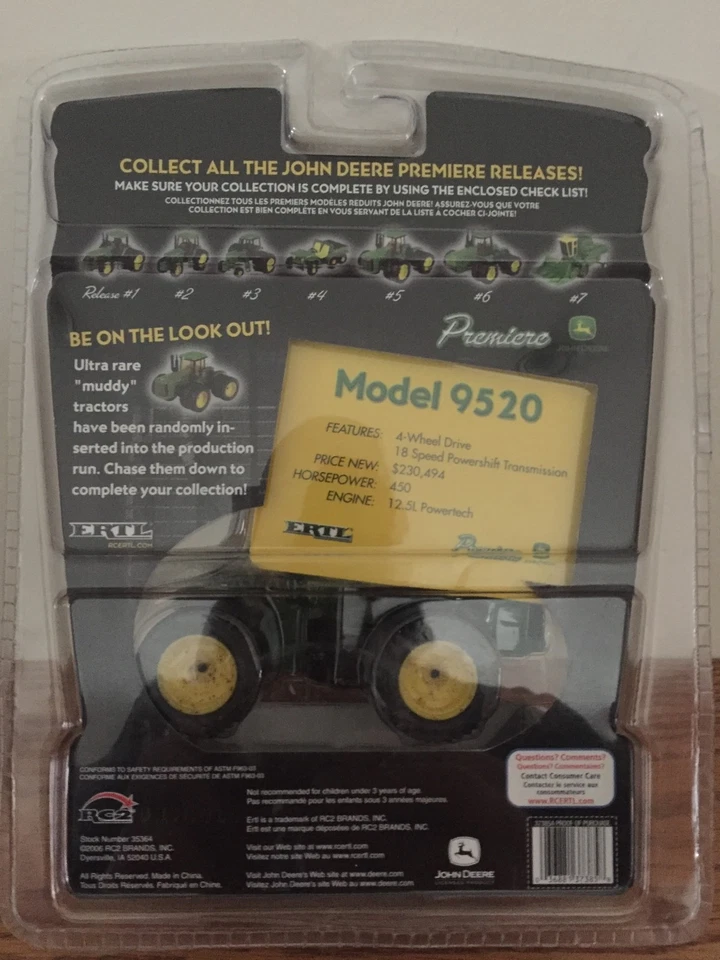 John Deere 9520 4 Wheel Dr Tractor Premier Ultra Rare "Muddy" 1/64 by Ertl - Image 2 of 4