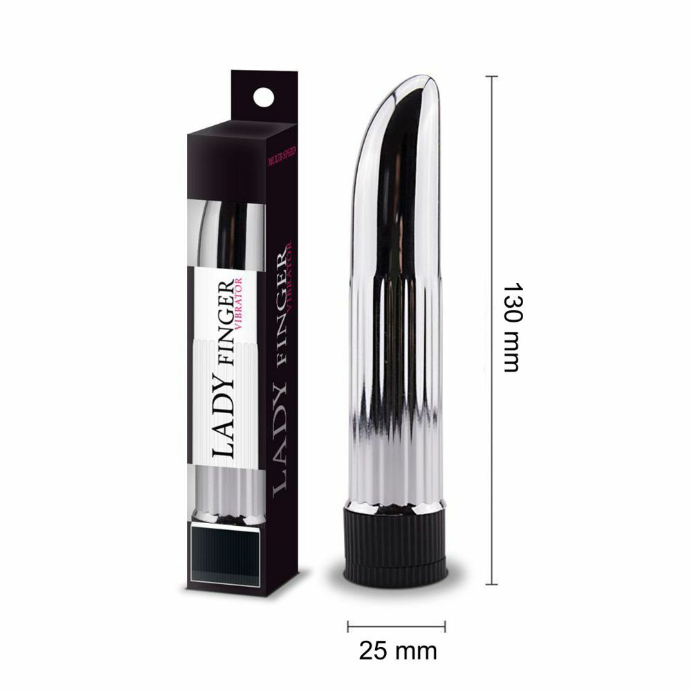 LADY FINGER SILVER 13 CM X 2,5 VIBRATORE ANALE VAGINALE CLASSICO ARGENTO