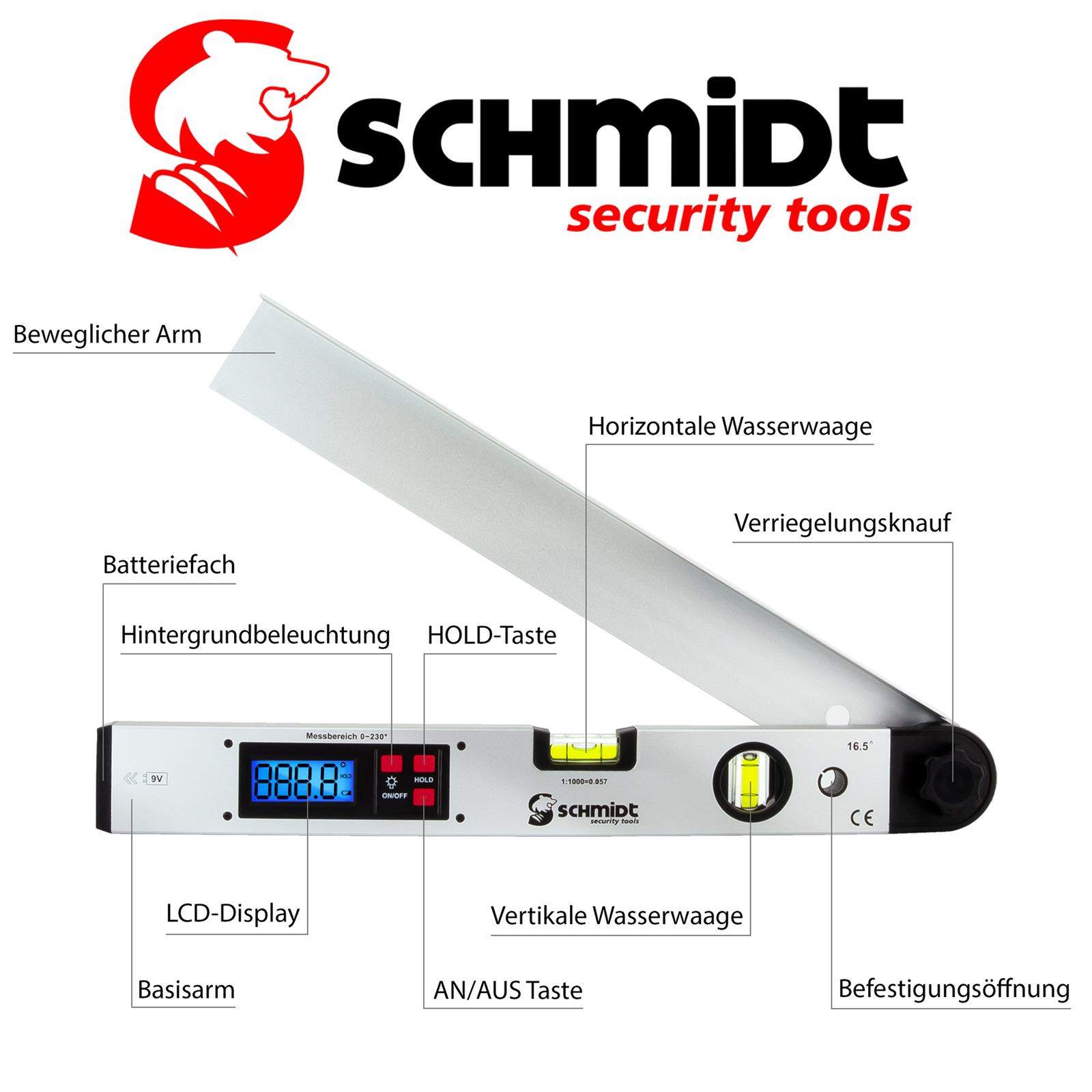 Winkelmesser Wasserwaage Digital LCD Winkel Messgerät Gradmesser Neigungsmesser