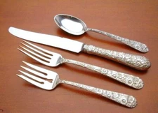 Bridal Bouquet by Alvin Sterling Silver 4 piece Place Setting, french blade