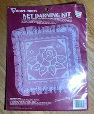 Vogart Crafts VICTORIAN ROSE 2526A Net Darning Pillow Kit NOS