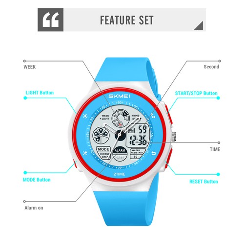 1 Digital Watch 50M WR Wrist Watches With EL Light Stopwatch Daily Alarm Ti BBY - Picture 3 of 12