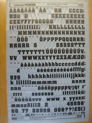 0,1 x Letraset Upper/Lower/Numbers AACHEN BOLD 42pt 11,9mm Sheet 3050 b(h)