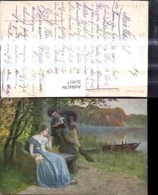 264017,Künstler Ak Karl Rumpel Im Bann der Dichtung Lesen Mann liest Frau aus Bu