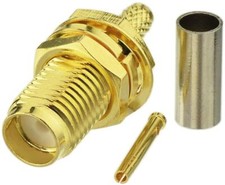 SMA Female Bulkhead Crimp Straight Connector Gold for Cable RG316 RG174 LMR100