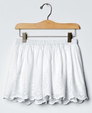 Kids Girl White Embroidered Eyelet Skirt Scalloped Hem Cotton XS 4 5 NWT 30