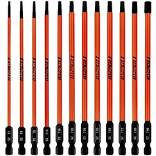 LOZAGU 12pcs Long Torx Bit Set 6-Inch, Magnetic Security Tamper Proof Star-Steel