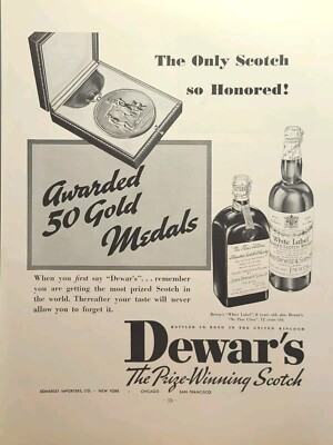 Dewar's White Label Ne Plus Ultra Scotch Whisky Perth Vintage Print Ad 1935