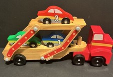 Melissa  Doug Mega Race Car Carrier Wooden Semi No Little Cars