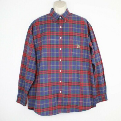 Cinch Long Sleeve Button Down Shirt Mens XL Plaid Western Washed Fade
