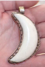 Big Carved Cresent Moon Pendant