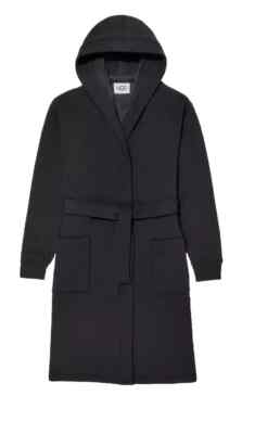 Sz M/L - Ugg Men's Robe Leeland Hooded Hoodie Pockets Super Soft Black 1131475